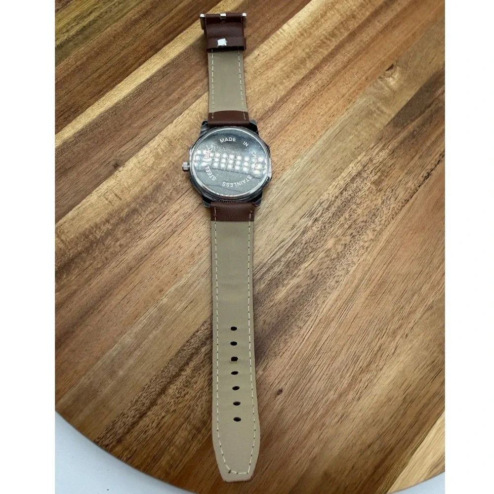 Nanxi Superman Themed‎ Watch 11300 Black Octagonal Case Leather Strap 0463